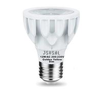 JSVSAL 1- Pack,Dimmable PAR20 LED Spotlight Bulb,12W E26 Medium Base PAR20 Narrow Beam Floodlight Beam Angle 24 Degree 100W Halogen Bulb Equivalent (Golden Yellow-2000K, Input: AC 200~230V)
