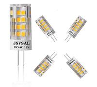 JSVSAL 4-Pack, G4 LED Bulb 5W 5000K Daylight White bi-pin T3 JC Type AC/DC 12V 35-40W Halogen Equivalent Non-dimmable Corn Light for RV, Boats,Landscape Path Step, Ceiling Cabinet Lighting
