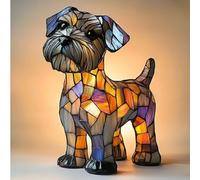 JSvsza Corgi Lamp Dog Series Night Light - Stained Resin Tabletop LED Lamp, Multi-Dog Design Gift for Corgi/Frenchie/Dachshund Lovers, Warm Glow Home Decor & Bedside Lighting, Schnauzer