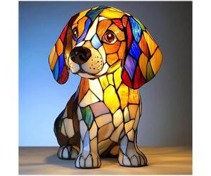 JSvsza Corgi Lamp Dog Series Night Light - Stained Resin Tabletop LED Lamp, Multi-Dog Design Gift for Corgi/Frenchie/Dachshund Lovers, Warm Glow Home Decor & Bedside Lighting, Beagle