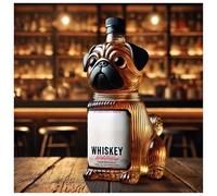 Jsvsza Pug-Shaped Whiskey Decanter, 280ml Novelty Handmade Glass Wine Bottle Funny Animal-Themed Barware, for Bar Home Office Decoration Animal Whiskey Glass Shaker, A
