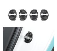 JSWAN 4Pcs Carbon Fiber Car Door Lock Latches Cover Fit for Model 3 Model Y Vehicle Door Lock Latches Protector, Automotive Door Lock Protection Trim Decoration Accessories (Bright black 4Pcs)