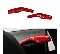 JSWAN Carbon Fiber Wiper Rod Column Shift Paddle Gear Lever Cover Fit for Tesla Model 3 Model Y Steering Lever Cover Gear Shift Cover, Steering Wheel Column Gear Shift Cover (Bright red)