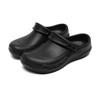 JSWEI Men Women Chef Kitchen Work Shoes Non Slip Lightweight Waterproof Garden Non Slip Hospital Clog Black UK7…