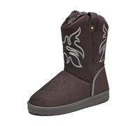 JSWEI Western Cowboy Style Embroidered Fashion Mid Boots Keep Warm Shoes Zipper Non-Slip Bohemia Snow Boots for Ladies Dark Coffee UK 8.5
