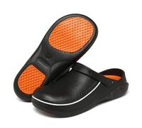 JSWEL Chef Shoes Lightweight Safety Work Shoes Kitchen Garden Hospital Clogs Non Slip Clog Black 7 UK