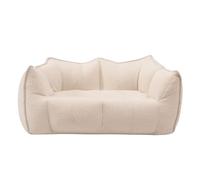 JSWHYBD Compressed Foam Sofa Comfortable Lazy Sofa Sponge Filling Teddy Velvet Fabric Not Easy To Pilling No Assembly Required Suitable for Bedrooms and Dormitories(Off-white,Double-seat)