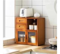 JSWHYBD Kitchen Tabletop Storage Cabinet Kitchen Cupboard Sideboard Countertop Storage Cabinet Kitchen Rack Dish Storage Cupboard Multifunctional Multi-layer Spice Storage Rack 42 * 23 * 48cm Brown