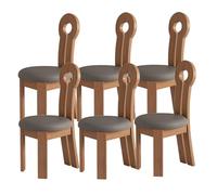 JSWHYBD Modern Upholstered Dining Chair Wooden Dining Chair With Backrest Set Of 2/4/6 Pieces Hard Wearable Not Easy To Deform Suitable For Kitchen Living Room(Light walnut+dark grey,6)