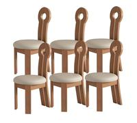 JSWHYBD Modern Upholstered Dining Chair Wooden Dining Chair With Backrest Set Of 2/4/6 Pieces Hard Wearable Not Easy To Deform Suitable For Kitchen Living Room(Light walnut+light khaki,6)