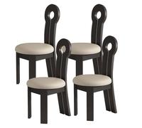 JSWHYBD Modern Upholstered Dining Chair Wooden Dining Chair With Backrest Set Of 2/4/6 Pieces Hard Wearable Not Easy To Deform Suitable For Kitchen Living Room(Black+light khaki,4)