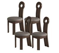 JSWHYBD Modern Upholstered Dining Chair Wooden Dining Chair With Backrest Set Of 2/4/6 Pieces Hard Wearable Not Easy To Deform Suitable For Kitchen Living Room(Dark walnut+dark grey,4)
