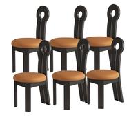 JSWHYBD Modern Upholstered Dining Chair Wooden Dining Chair With Backrest Set Of 2/4/6 Pieces Hard Wearable Not Easy To Deform Suitable For Kitchen Living Room(Black+orange,6)