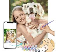 JSWLYWMTPJ 36 Colors Custom Paint by Numbers from Photo for Adults Family Canvas Personalized Picture Customized (24 Colors)