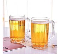 JSY Beer Glasses 2pcs 500ML Transparent Beer Mug Plastic Beer Drinking Cup Juice Cup Household Water Cup Traditional Beer Mug With Handle Drink Cup