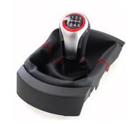 JSYALMSLW Knob with Boot Shift Lever Knob Manual 5-Speed / 6-Speed for SEAT Ibiza 2002 2003 2004 2005 2006 2007 2008 2009 2010 Black/Red Abs+pu Leather Stylish Gear Shift 1PC(6 Speed)