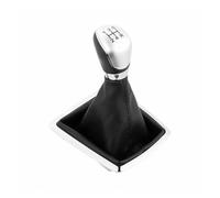 JSYALMSLW Knob with Boot Shift Lever Knob Manual Leather for Focus 2 MK2 FL C-MAX 2006-2011 5-Speed / 6-Speed Black/Silver Stylish Gear Stick 1Pc Gear Shift(Silver 5 Speed)