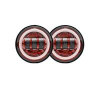 JSYALMSLW Motorcycle Headlight For Touring For Electra Glide For Road King Motorcycle 4.5 Inch LED Fog Lights With DRL Turn Signal 4-1/2" Auxiliary Lamp(Red)