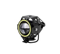 JSYALMSLW Motorcycle Headlight Spotlights Headlight Universal Angel Eyes U7 Mini Bicycle Lamp Moto LED Auxiliary Headlight Additional Fog Lights(2 Pcs-Green)