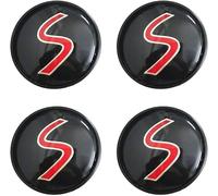 JSYJCF 4 Pack Of Car Wheel Hub Caps for Mini Cooper S Emblem R53 R56 Center Wheel Caps Hub Badge Red S 54MM, Car Wheel Caps with Logo Wheel Hub Center Covers Rim Caps Car Accessories
