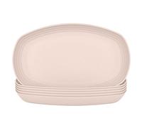 JSYMJSY 6 Pack Unbreakable Oval Plastic Plates, 11.6" / 7.2", Lightweight for Kitchen, Party, Camping, Picnic, BBQ, RV, Dishwasher & Microwave Safe, Beige