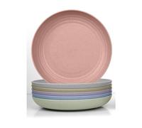 JSYMJSY 6pcs Deep Dinner Plates, Unbreakable Plate for Kitchen, Plastic Plate Reusable Lightweight for Party | Camping | BBQ | Dessert, BPA-Free, Dishwasher Microwave Safe (9in, Colour)