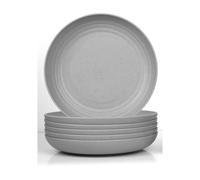 JSYMJSY 6pcs Deep Dinner Plates, Unbreakable Plate for Kitchen, Plastic Plate Reusable Lightweight for Party | Camping | BBQ | Dessert, BPA-Free, Dishwasher Microwave Safe (9in, Grey)