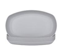 JSYMJSY Oval Plate Set, 6 Pack 11.6" / 7.2" Unbreakable Reusable Lightweight for Kitchen Party Camping Picnic BBQ RV, Dishwasher & Microwave Safe, Grey