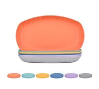 JSYMJSY Plastic Plate Set, 6 Pieces, 29.5 cm, Oval Dinner Plate, Shatterproof, Plastic, Reusable, Safe Lightweight Plate for Dining Room, RV Party, Picnic, Camping, Microwave Safe, 6 Colours