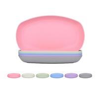 JSYMJSY Plate Set, 6 Pack 11.6" / 7.2" Unbreakable Oval Plate, Plastic Plate Reusable Lightweight for Kitchen Party Camping Picnic BBQ RV, Dishwasher & Microwave Safe, Multicolor, HGMJPDEEP 102