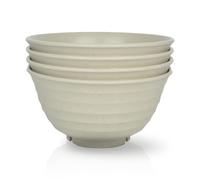 JSYMJSY Unbreakable Cereal Bowl, 34oz Bowls Set of 4, Large Bowl for Soup Pasta Rice Porridge Dessert Snack Salad, Lightweight Plastic Bowl, Dishwasher & Microwave Safe, Beige