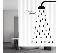 jsysj Waterproof Shower Curtain, Bath Curtain, 180 x 200 cm Shower Curtains with 11 Shower Curtain Rings, Bath Curtain, Anti-Mould and Washable, Textile Curtains in Bathroom for Bath and Shower