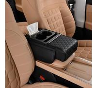 JSZDCVYBL Car Armrest Cushion for Citroën Grand C4 Picasso 2006-2022 B78 B78F with Side Pockets Double Cup Holder Phone Slot Tissue Box Organizer Synthetic Leather Diamond Quilted Console Cover Pad