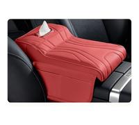 JSZDCVYBL Car Armrest Cushion for Seat Mii 2011-2019 KF Console Cover with Built-in Tissue Box Memory Foam Elbow Pressure Relief Side Storage Pocket and Elastic Mesh Installation,B-Red