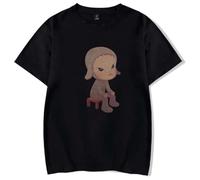 JSZHCB Yoshitomo Nara Sleepless Night Sitting T-Shirt Casual Fashion Short Sleeve T-Shirt,Unisex,Black,S