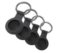 JT Berlin Key Ring for Apple AirTags Pack of 4 (AirTags Pendant Made of Silicone, Weather and Everyday Resistant, High-Quality Keyring) Black