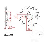 JT Sprocket Front 13/520 Fits Honda XL 250 R 1984-1988
