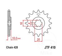 JTSPROCKETS JTF410.16 Chain Pinion