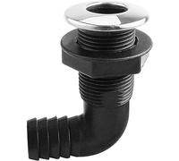 JT-HLM Boat 90 Degree 3/4'' Marine Nylon Thru Hull Connector,Black Deck Floor Drain Scupper with Stainless Steel Trim Cover, Hose Pipe Elbow Bilge Pump Drain Thru Hull Fitting