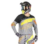 JT Racing Hyperlite Blueprint MX Shirt Grey/Black/YellowL Grey,Black,Yellow