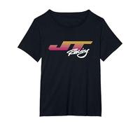 JT Racing Sunset Stripes Logo T-Shirt, Women's Plus, Black, 2X