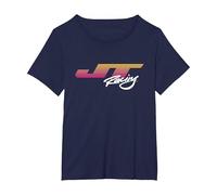 JT Racing Sunset Stripes Logo T-Shirt, Women's Plus, Navy Blue, 1X