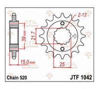Jt Sprockets 520 Jtf1042.14 Steel Front Sprocket