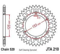 JT SPROCKETS Aluminium Ultra-Light Self-Cleaning Rear Sprocket 210 - 520