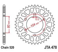 JT SPROCKETS Aluminium Ultra-Light Self-Cleaning Rear Sprocket 478 - 520