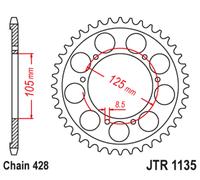 JT SPROCKETS Rear sprocket Steel Standard - 428