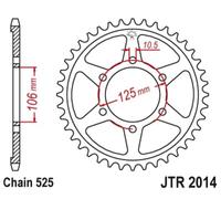 JT SPROCKETS Rear Sprocket Steel Standard - 525