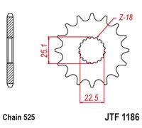 JT SPROCKETS Steel Noise-Free Front Sprocket 1186 - 525