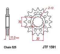 JT SPROCKETS Steel Noise-Free Front Sprocket 1591 - 525