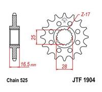 JT SPROCKETS Steel Noise-Free Front Sprocket 1904 - 525
